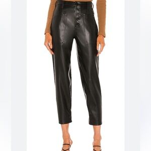 Revolve Pistola Tammy High Rise Trouser in Slate Black Faux Leather Size 26 EUC